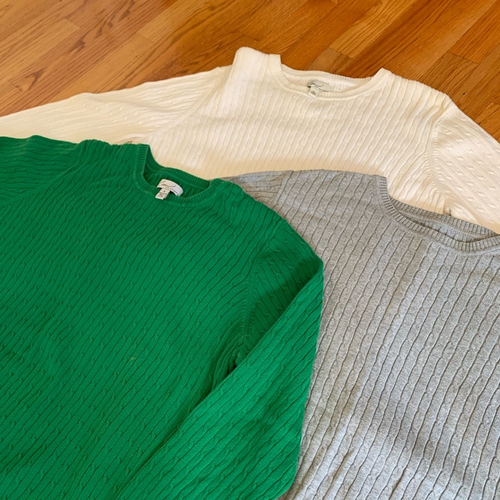 3 Kim Rogers Cable-knit Sweaters size XL